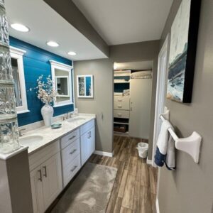 423 Master Bathroom Sinks with Closet Beyond
